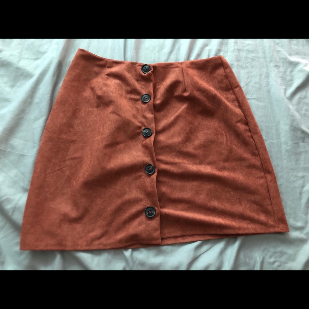 Button down suede skirt